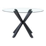 Kitchen table Tavula Glass-Metal with black metal legs D120x75cm - Слика 2