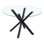 Kitchen table Tavula Glass-Metal with black metal legs D120x75cm - Слика 3