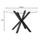 Kitchen table Tavula Glass-Metal with black metal legs D120x75cm - Слика 5