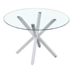 Kitchen table Tavula Glass-Metal with white metal legs D120x75cm - Слика 3