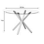 Kitchen table Tavula Glass-Metal with white metal legs D120x75cm - Слика 5