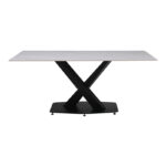 Kitchen table Tafel sintered white stone with black metal legs 180x90x76cm - Слика 2