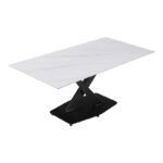 Kitchen table Tafel sintered white stone with black metal legs 180x90x76cm - Слика 3