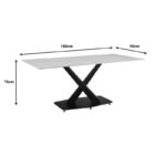 Kitchen table Tafel sintered white stone with black metal legs 180x90x76cm - Слика 5