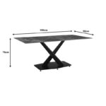 Kitchen table Tafel sintered black stone with black metal legs 180x90x76cm - Слика 5