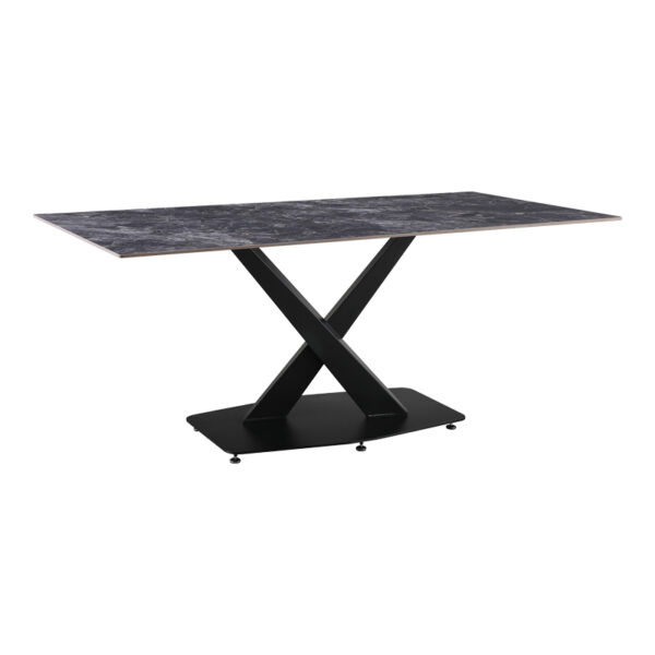 Kitchen table Tafel sintered stone with black metal legs 180x90x76cm