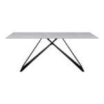 Kitchen table Meja sintered white stone with black metal legs 180x90x76cm - Слика 2