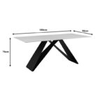 Kitchen table Meja sintered white stone with black metal legs 180x90x76cm - Слика 5