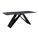Кујнска маса Meja од синтеруван црн камен со црни метални ногарки 180x90x76 см