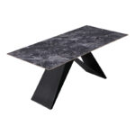Kitchen table Meja sintered black stone with black metal legs 180x90x76cm - Слика 3