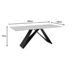Kitchen table Meja sintered white stone with black metal legs 200x100x76cm - Слика 5
