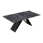 Kitchen table Meja sintered black stone with black metal legs 200x100x76cm - Слика 3