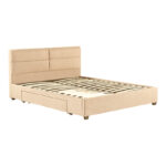 Anay double bed with drawer beige fabric 160x200cm - Image 3