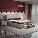Anay double bed with drawer fabric gray 160x200cm - Слика 2