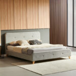 Double bed Restel grey-beige fabric 160x200cm - Слика 3
