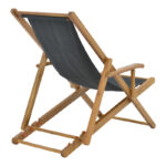 Chaise longue Xurian acacia wood natural-cloth pvc black - Image 2