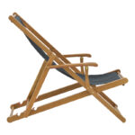 Chaise longue Xurian acacia wood natural-cloth pvc black - Image 3