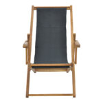 Chaise longue Xurian acacia wood natural-cloth pvc black - Image 4
