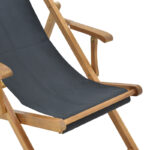 Chaise longue Xurian acacia wood natural-cloth pvc black - Image 6