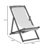 Chaise longue Franclow acacia wood natural-cloth pvc white - Слика 6