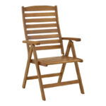 Foldable 5 position armchair Warmo acacia wood natural 62x66x110cm