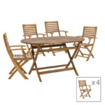 Gorpo-Falov dining table set of 5 natural solid acacia wood 130x80x72cm
