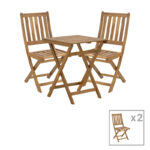Elijie-Lazio dining table set of 3 folding natural solid acacia wood 50x50x70cm