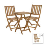 Elijie-Lazio dining table set of 5 folding natural solid acacia wood 50x50x70cm