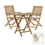 Трпезариска маса Mobie-Carpuva сет од 3 преклопни масивни природни акации Д70x74 см