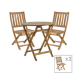 Elijie-Carpuva dining table set of 3 folding natural solid acacia wood D70x74cm