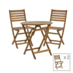 Fatel-Carpuva dining table set of 3 folding natural solid acacia wood D70x74cm