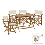 Трпезарија Bistrual-Jaybo сет од 5 преклопни природни масивни акации 100x65x72 см