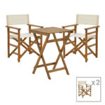 Dining room Bistrual-Lazio set of 3 folding natural solid acacia wood 50x50x70cm
