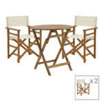 Dining room Bistrual-Carpuva set of 3 folding natural solid acacia wood D70x74cm