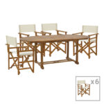 Dining room Bistrual-Sopho set of 7 expandable natural solid acacia wood 200/150x100x75cm