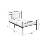 Bed Yorick b;ack metal 90x190cm - Image 4