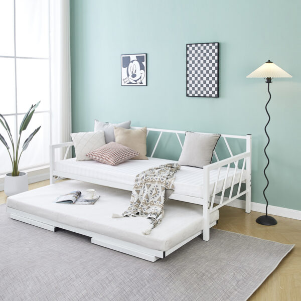 Bed-Sofa Remmie metal in white shade 90x190cm