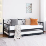 Bed-Sofa Remmie metal in black shade 90x190cm