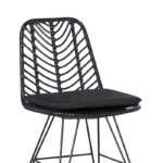 Garden chair Naoki with cushion pe black-metal black leg 44x58x82cm - Image 3