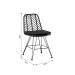 Garden chair Naoki with cushion pe black-metal black leg 44x58x82cm - Image 5