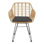 Armchair Naoki with cushion pe natural-metal black leg 55x58x79cm - Image 5