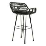 Bar stool Naoki with cushion pe black-metal black leg 52x50x90cm - Image 2