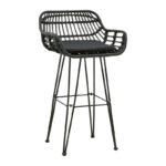 Bar stool Naoki with cushion pe black-metal black leg 52x50x90cm