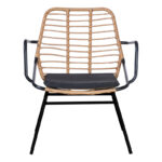 Garden armchair Naoki with cushion pe natural-metal black leg 58x63x81cm - Image 2