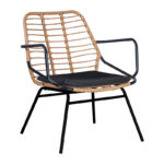 Garden armchair Naoki with cushion pe natural-metal black leg 58x63x81cm