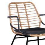 Garden armchair Naoki with cushion pe natural-metal black leg 58x63x81cm - Image 3