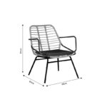 Garden armchair Naoki with cushion pe natural-metal black leg 58x63x81cm - Image 5