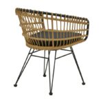 Naoki armchair with pe cushion natural-black metal 62x62x70cm - Слика 2