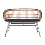 Naoki 2-seater sofa with pe cushion natural-metal black 120x62x79cm - Image 2