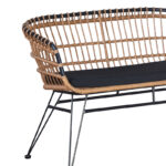 Naoki 2-seater sofa with pe cushion natural-metal black 120x62x79cm - Image 3